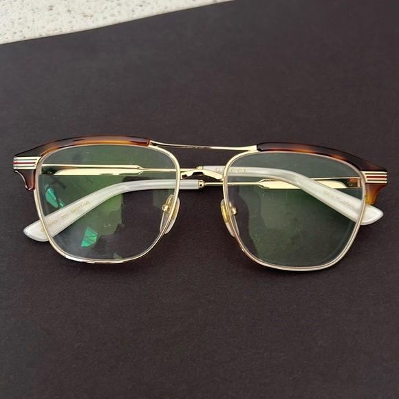 Gucci GG0241O 001 Gold Havana Eyeglasses - Picture 1 of 8